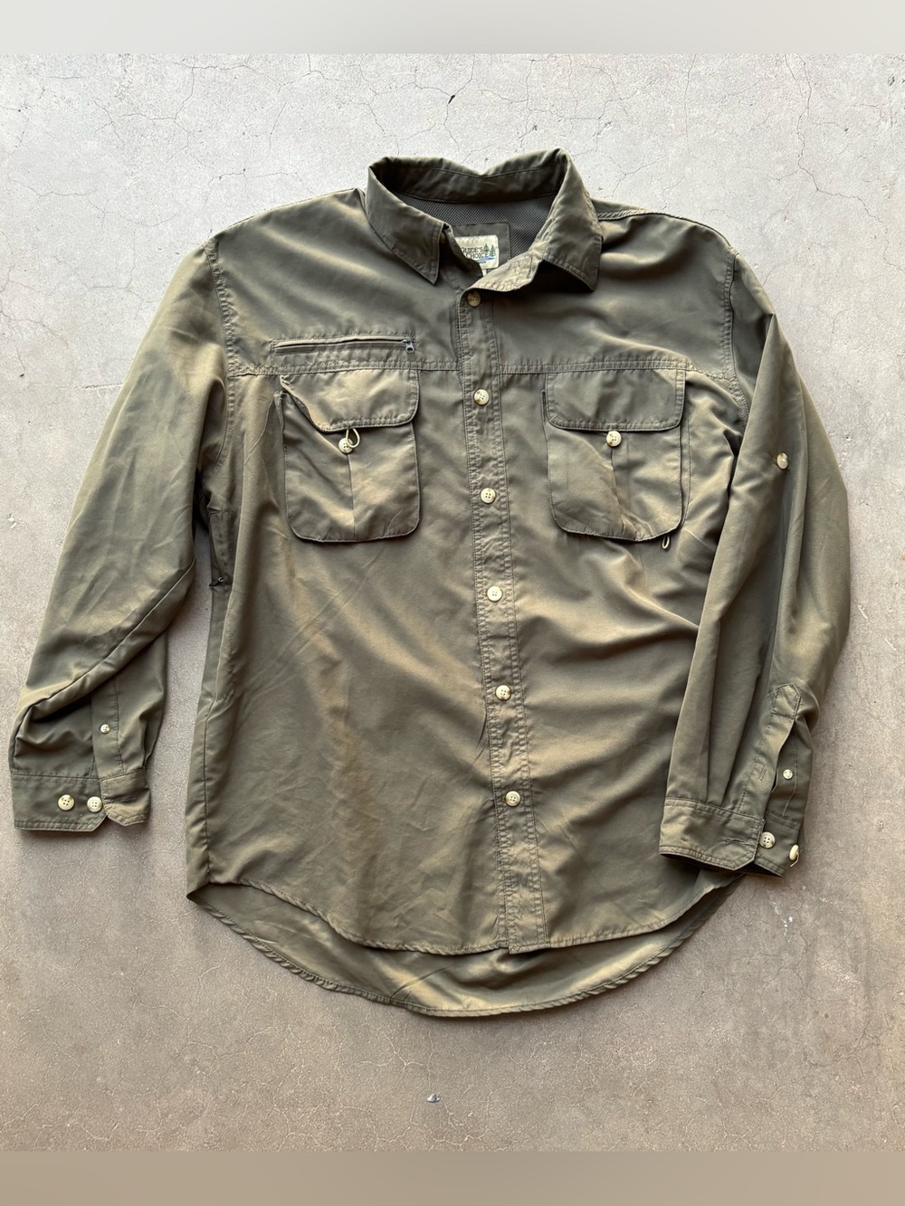 Guide's Choice Mens XL Vented Performance Fishing Shirt Long Sleeve Olive Green